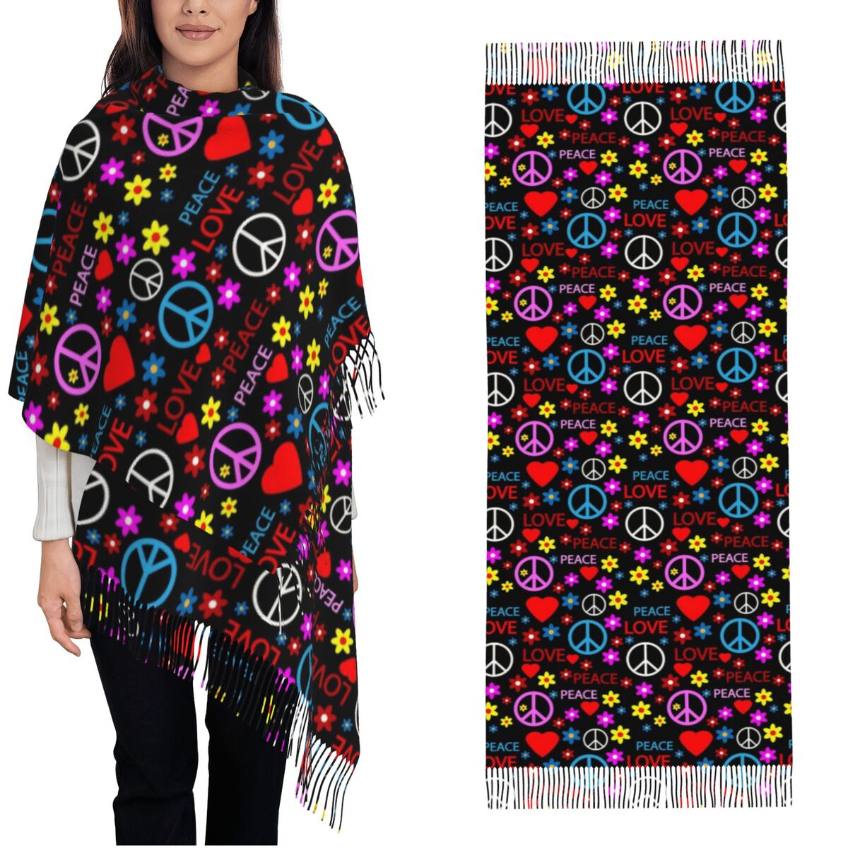 Pashmina Wrap Large - Шарф с узором Peace Foral Love