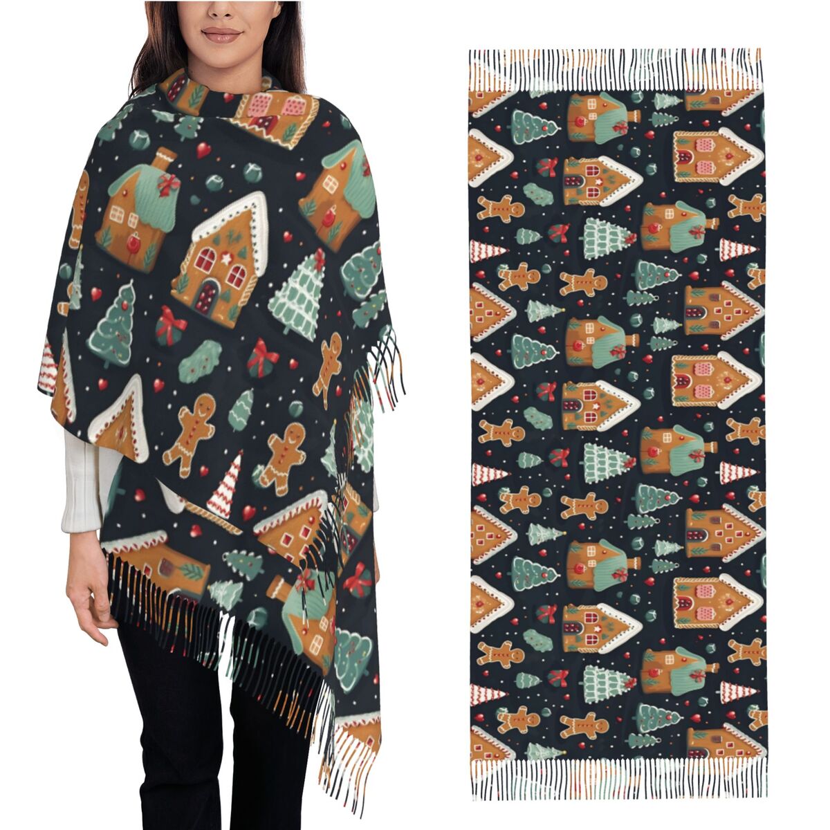 Pashmina Wrap Large - Рождественский наслаждение-Причудливые пряники и праздничные шали,
