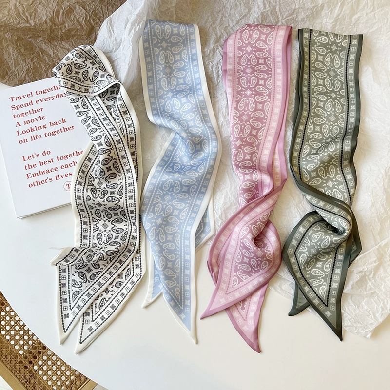Ascot Neck Scarf - Серия комплектов, шелковый атласный шарф, женские